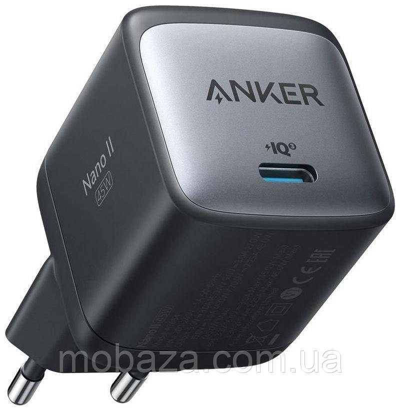 Зарядний пристрій ANKER PowerPort 713 Nano II - 45W USB-C GaN (Чорний)