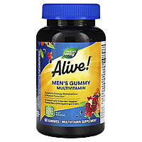 Мультивітаміни для чоловіків, смак фруктів, Alive! Men's Gummy Multivitamin, Nature's Way, 60 жувальних цукерок