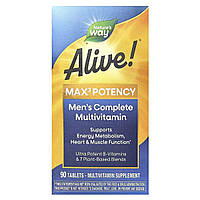 Мультивітаміни для чоловіків, Alive! Max3 Potency, Men's Multivitamin, Nature's Way, 90 таблеток