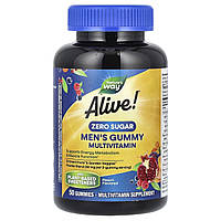 Мультивітаміни для чоловіків, без цукру, смак персика, Alive! Men's Gummy Multivitamin, Nature's Way, 50 жувальних цукерок
