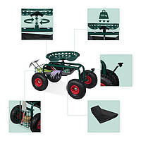 Мобільне садове сидіння з місцем для зберігання Темно-зелений и Чорний и Червоний