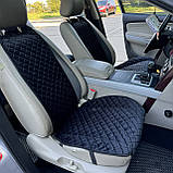 Накидки для автомобільних крісел з алькантари Lux прошитий квадратний ромбік Чорний з чорним рядком Преміум Передній комплект, фото 3