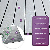 Покриття вінілове самоклеюче 3D рейки 600х600х2,8мм Скандинавський дуб SW-00002194, фото 2