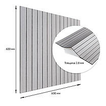 Покриття вінілове самоклеюче 3D рейки 600х600х2,8мм Скандинавський білий шпон SW-00002197, фото 3