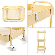 Етажерка мобільна триярусна универсальная з металу 45х30х78см Кремова SW-00002113, фото 5