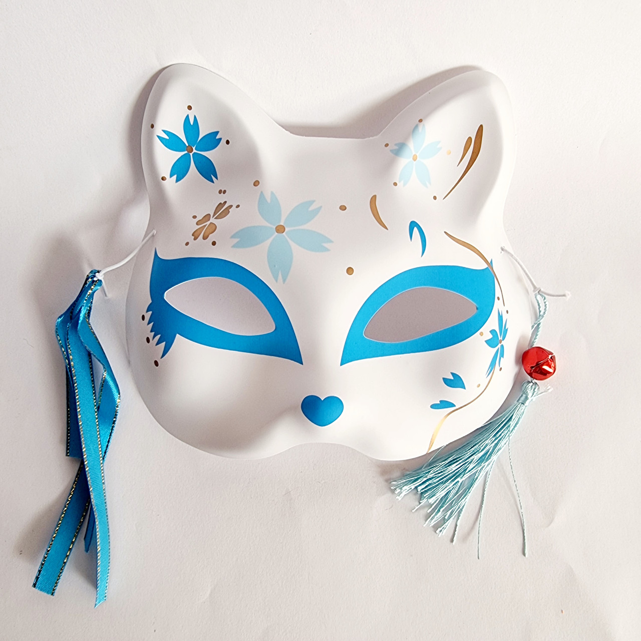 Маска Кіцуне Японської Лиси Kitsune блакитна №1, 18х17 см