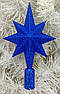 Верхівка на ялинку «Зірка» — глітерна або глянцева новорічна прикраса, 23,5 см, пластик, 15 кольорів Синій, фото 2