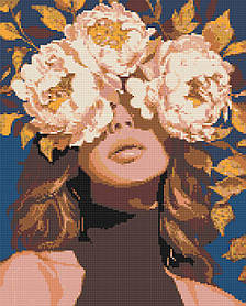 Алмазна мозаїка/вишивка Дівчина у ніжних квітах 40*50 см Орігамі OD 30521