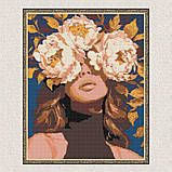 Алмазна мозаїка/вишивка Дівчина у ніжних квітах 40*50 см Орігамі OD 30521, фото 4