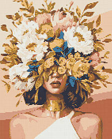 Алмазна мозаїка/вишивка Ніжна дівчина у квітах 40*50 см Орігамі OD 16040