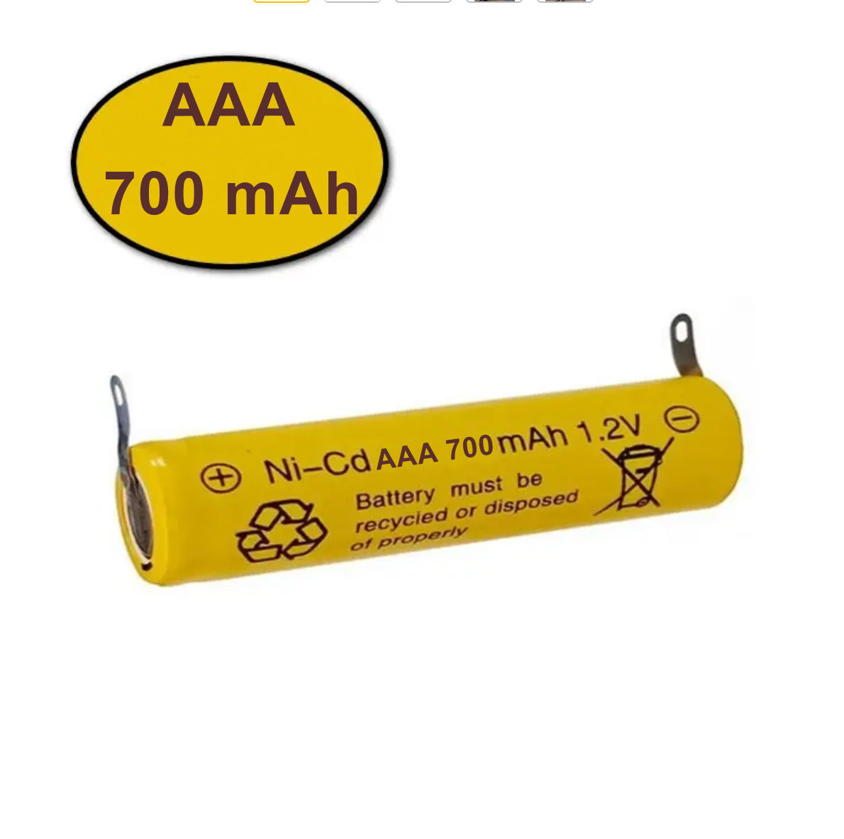 Акумулятор NI-Cd AAA 700 mAh 1.2V під пайку, фото 1