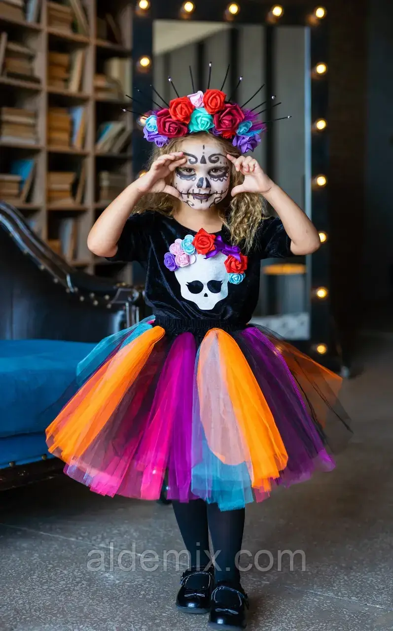 Santa Muerte дитячий карнавальний костюм. Карнавальний костюм для дівчинки Санта Муерте