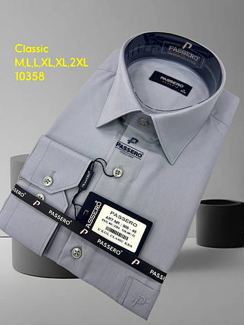 Однотонна сорочка з довгим рукавом Passero classik mod 905 color 72, фото 1
