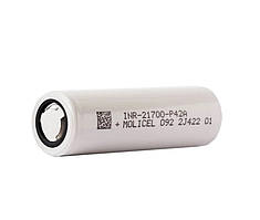 Акумулятор Molicel INR-21700-P42A 4200 мАг, Акумулятор літій-іонний з плоским плюсовим контактом (flat top)