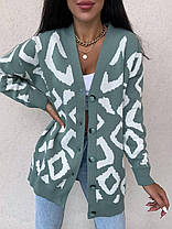 Теплий кардиган машинний в'язання леопард- турція, фото 3