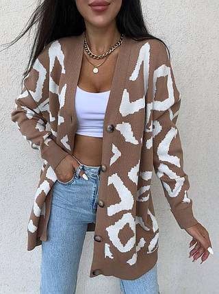 Теплий кардиган машинний в'язання леопард- турція, фото 1