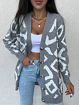 Теплий кардиган машинний в'язання леопард- турція, фото 5