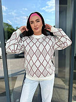 Теплий жіночий в'язаний светр із візерунком, фото 3