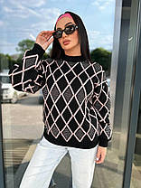 Теплий жіночий в'язаний светр із візерунком, фото 4