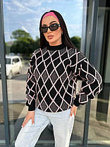 Теплий жіночий в'язаний светр із візерунком, фото 5