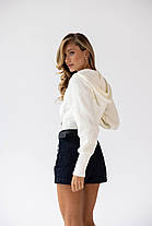 Стильна укорочена в'язана кофта кардиган на блискавці з капюшоном, фото 3