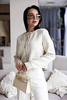 Стильна укорочена кофта з візерунком на ґудзиках, фото 4