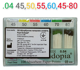 Штифти паперові, абсорбційні, пак. 100 шт., 0,4 конусність