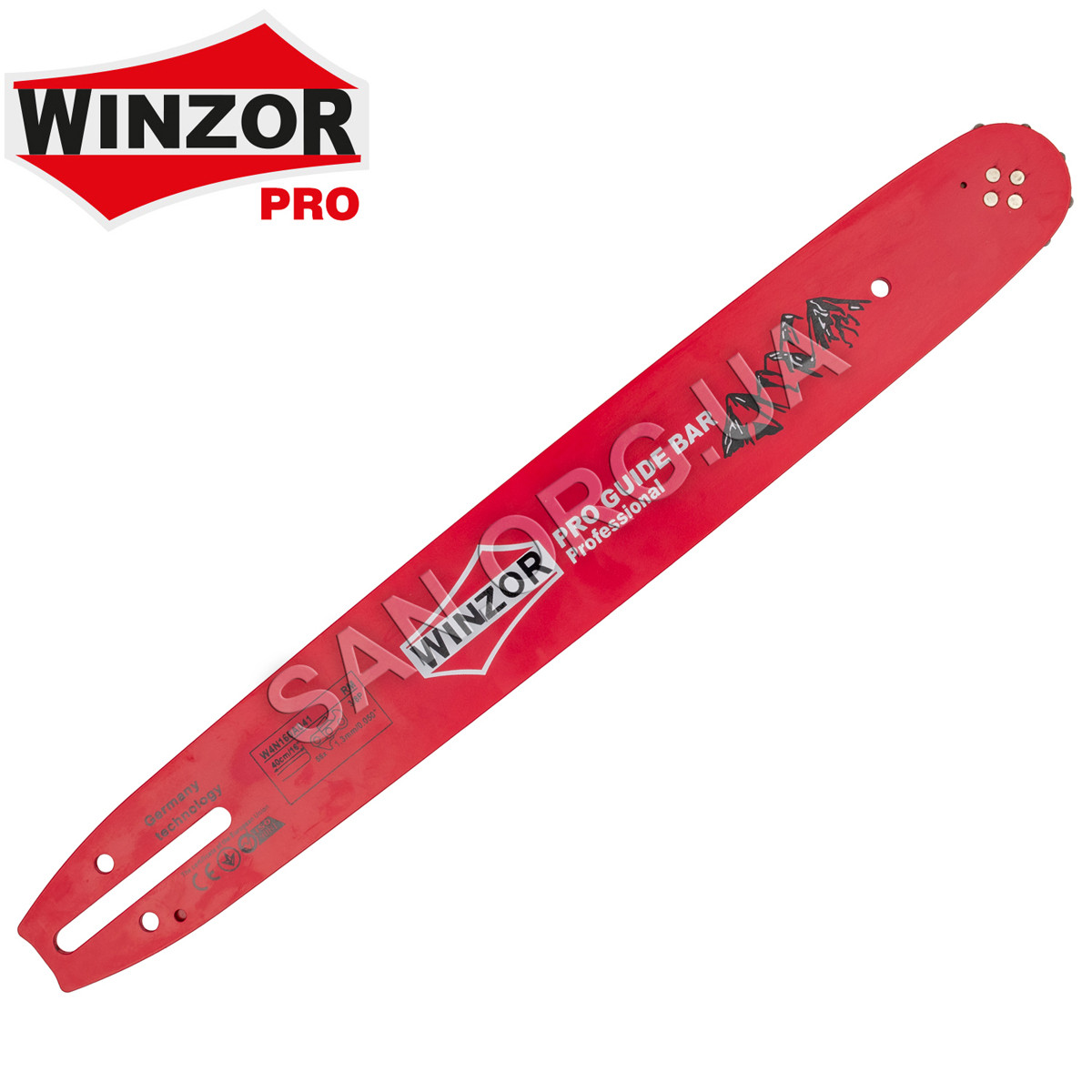 Шина 40 см (16") 57-56 ланок крок 3/8 паз 1.3 мм Winzor PRO SERIA 4 заклепки