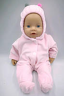 Комбинезон нежно-розовый велюровый с носками - одежда для пупса 32 см
