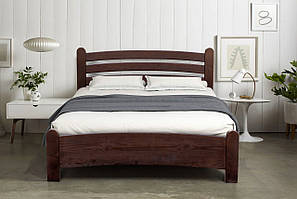 Ліжко двоспальне Злата горіх, дерев'яне двоспальне ліжко з масиву сосни