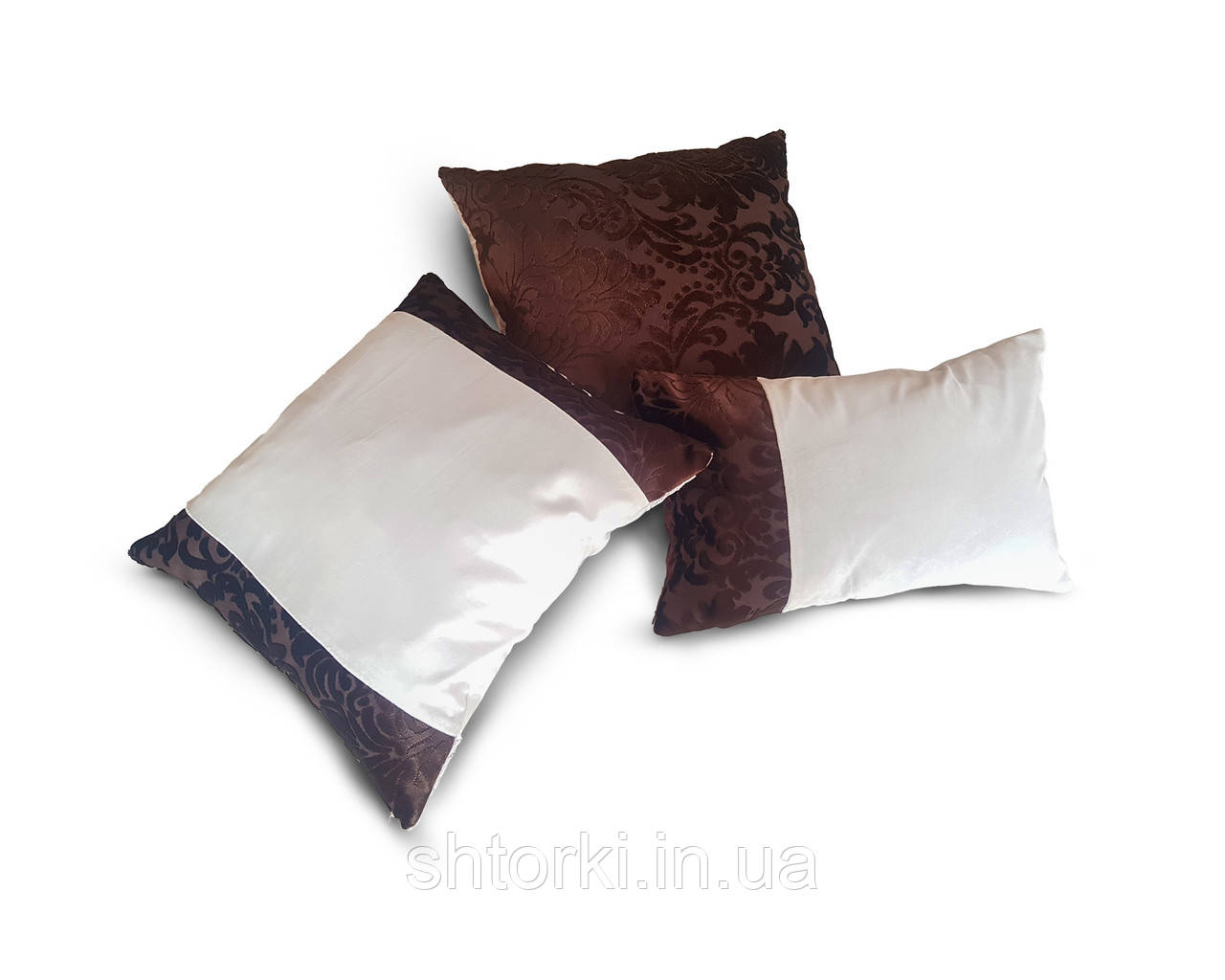 Комплект декоративних подушок Firanka Damask 44х44см 2шт 44х26см 1шт венге і молочний (п_0055)