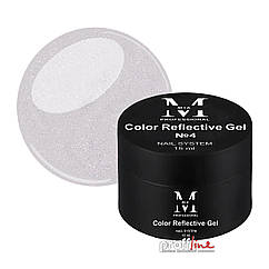 Кольоровий гель Mia-M Professional Color Reflective Gel №5 молочний зі світловідбиваючими блискітками, 15 мл