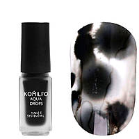 Акварельні чорнила (краплі) для дизайну нігтів Aqua Drops Black Komilfo 001, 5 мл