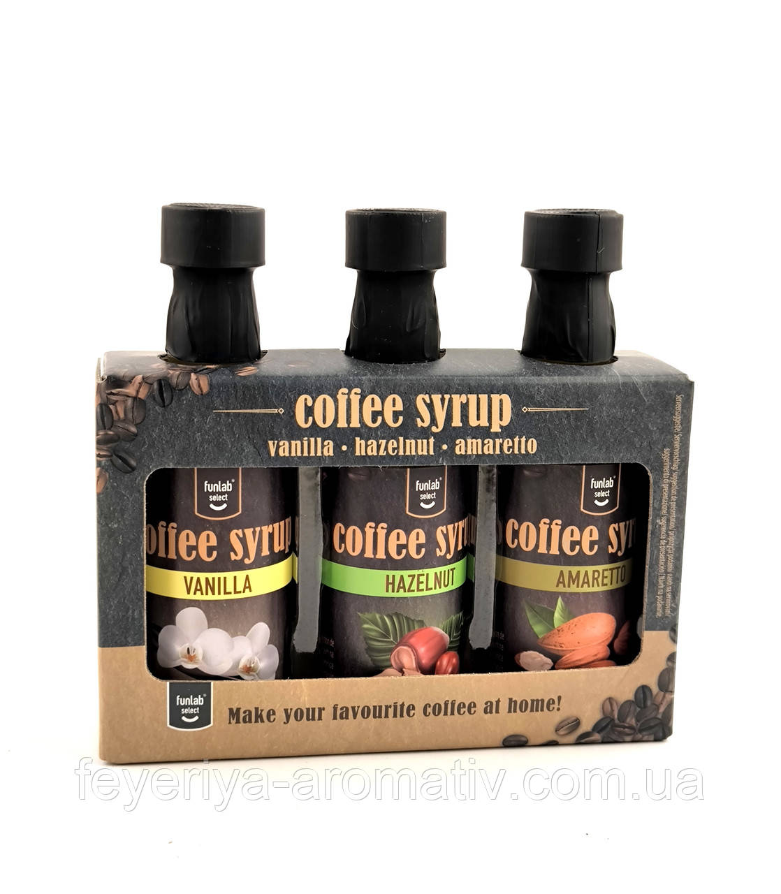 Набір сиропів до кави Funlab Vanila, Hazelnut, Amaretto 3 х 45 мл Нідерланди