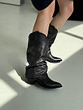 Жіночі чоботи козаки чорні шкіряні на підборах 5 см, фото 10