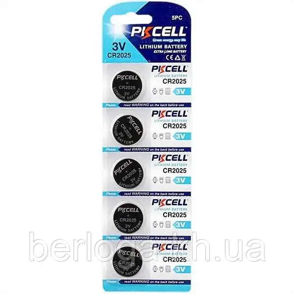 Батарейка PKCELL CR-2025 bat(3B) Lithium 5шт (6942449561831)