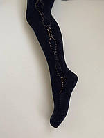 Колготи однотонні ажурні темно сині Розмір 9-10 років ( на зріст 122 - 132 см)