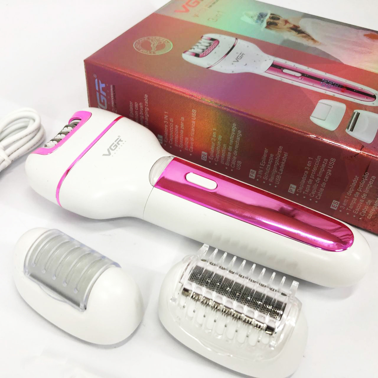 Якісний епілятор жіночий VGR, Жіночий епілятор зі змінними насадками, Пемза для п'ят для дому KO-31, фото 1