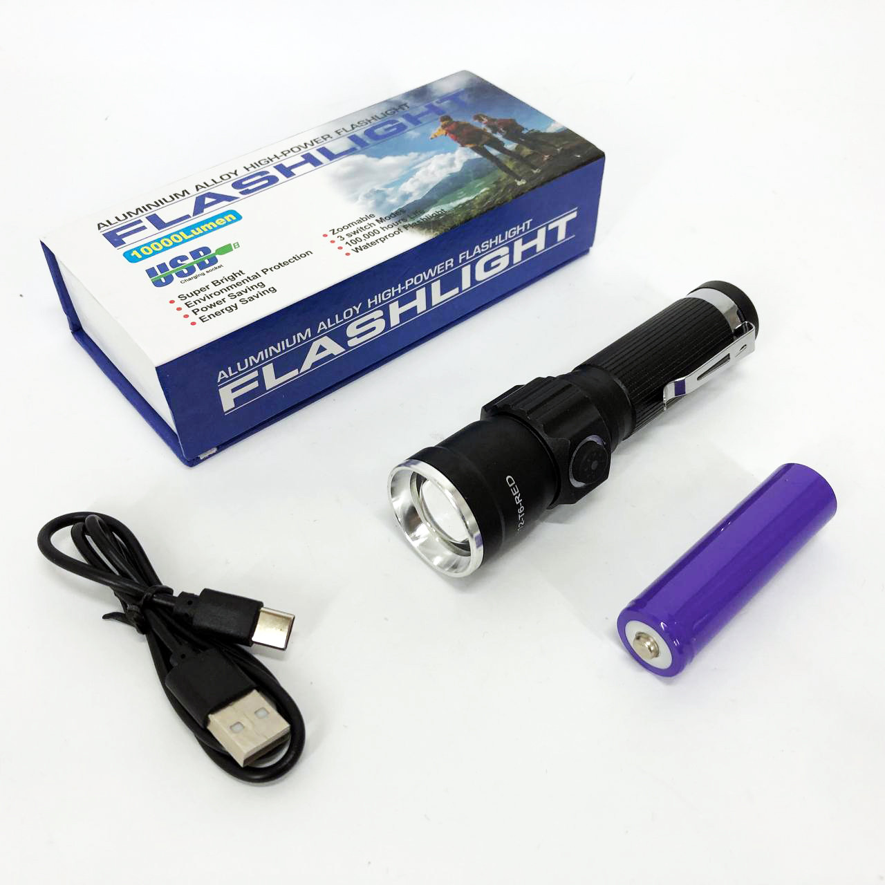 Компактний акумуляторний ліхтар, Тактичний над'яскравий світлодіодний ліхтар Ручний cob RK-76, фото 1