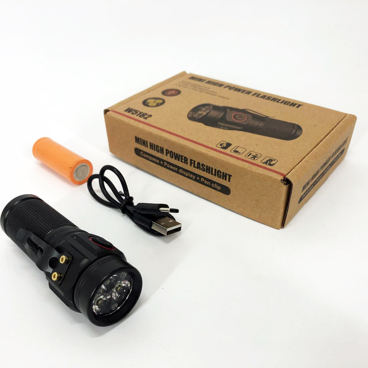 Потужний ліхтар із можливістю зарядки W5182-3XHP360, Ручний світильник з потужним променем FM-76, фото 1