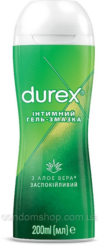 Інтимний гель-змазка Durex Play Massage 2 in 1 Aloe Vera 200 мл.Для сексу та масажу. Заспокоює й регенерує
