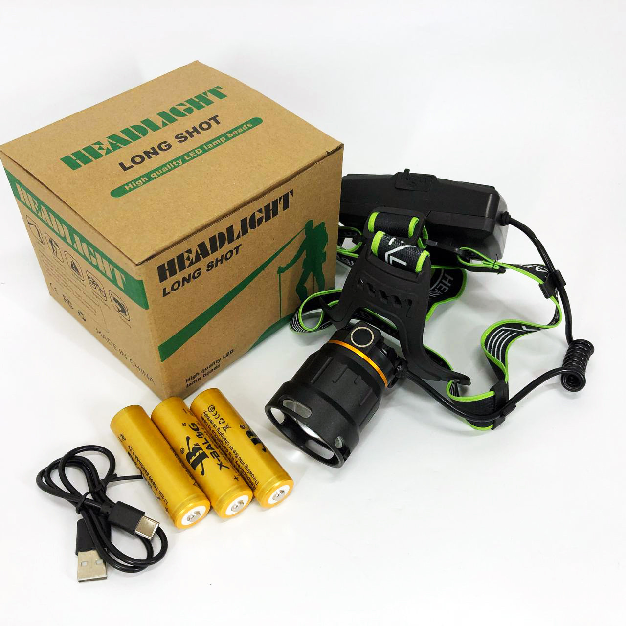 Ліхтар на голову для бігу Bailong BL-A13-3-P360, Ліхтар для походів на лоб Потужний голову FH-14, фото 1