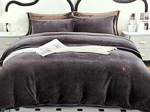 Тепла постільна білизна з велюру Monica півторашній розмір - графіт