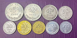 Набір монет Хорватії 1+2+5+10+20+50 липа+1+2+5 куна