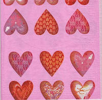 Салфетки бумажные "Разноцветные сердца"