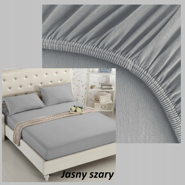 Простирадло трикотажне 100% бавовна джерсі на резинці 160*200 см світло сірий Польща