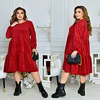Платье женское вельветовое свободного кроя больших размеров