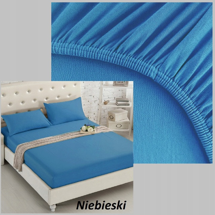 Простирадло трикотажне 100% бавовна джерсі на резинці 160*200 см синій Польща