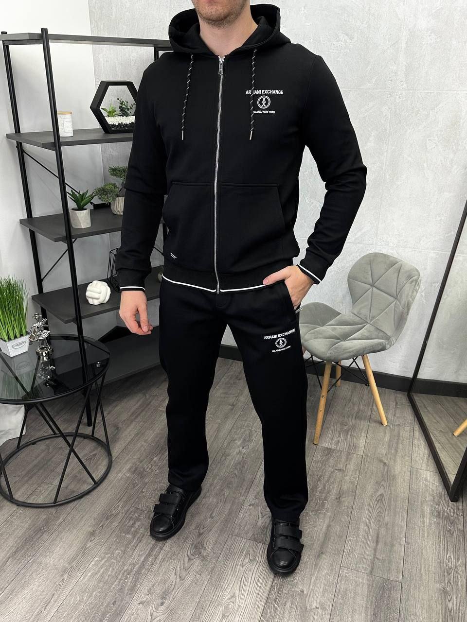 Чоловічий спортивний костюм Armani Exchore H4721 чорний, фото 1