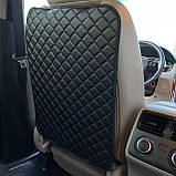 Захист сидінь від дітей захисна накидка на спинку переднього сидіння з перфорованої Екошкіри Чорна, фото 6